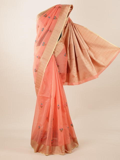 

Pothys Peach-Coloured Embroidered Manipuri Saree