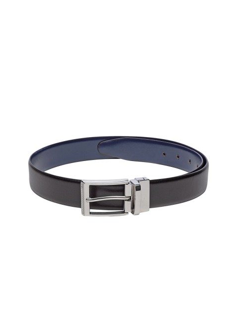 

Teakwood Leathers Men Black & Blue Solid Reversible Genuine Leather Belt