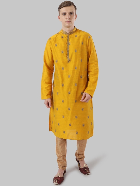 

Ethnix by Raymond Men Yellow Embroidered Straight Kurta