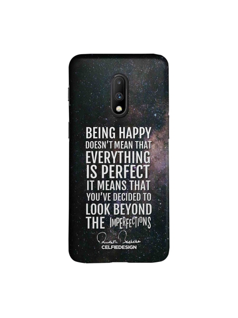 

CelfieDesign Teal Green & White Being Happy AB Quotes AB Collections Quirky Sustainable OnePlus 7 Back Cover
