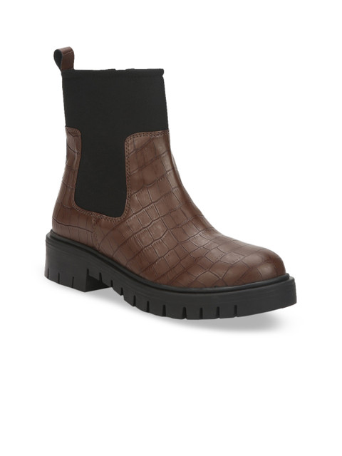 

Truffle Collection Women Brown Colourblocked Heeled Boots