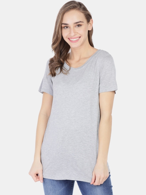 

GAP Women Light Grey Round Neck Heathered T-Shirt