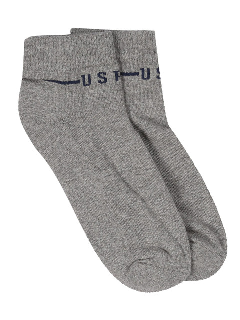 

U.S. Polo Assn. Men Grey & Black Solid Ankle-Length Socks