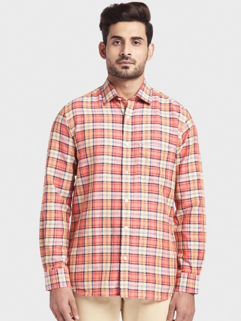 

ColorPlus Men Red & Yellow Tailored Fit Checked Casual Shirt