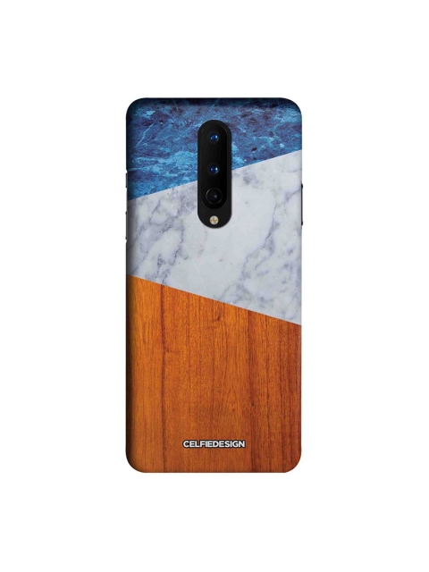 

CelfieDesign Off White & Brown Marble & Wood Colourblocked OnePlus 8 Back Cover