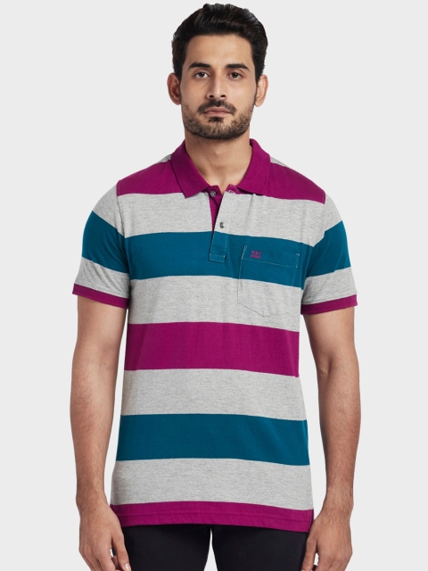 

ColorPlus Men Purple Striped Polo Collar T-shirt