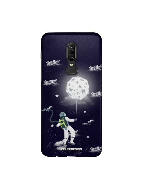 

CelfieDesign Navy Blue & White Spaceman Signature Quirky Sustainable OnePlus 6 Back Cover
