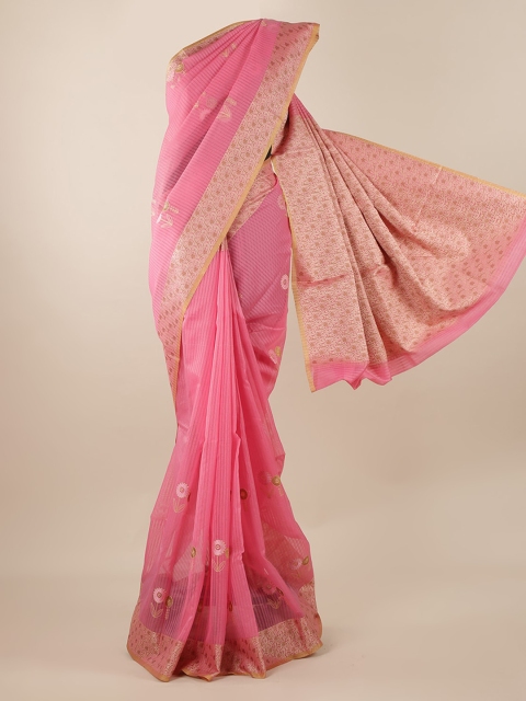 

Pothys Pink Embroidered Cotton Blend Saree