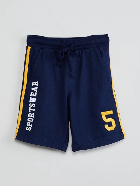 

max Boys Navy Blue Solid Regular Fit Sports Shorts