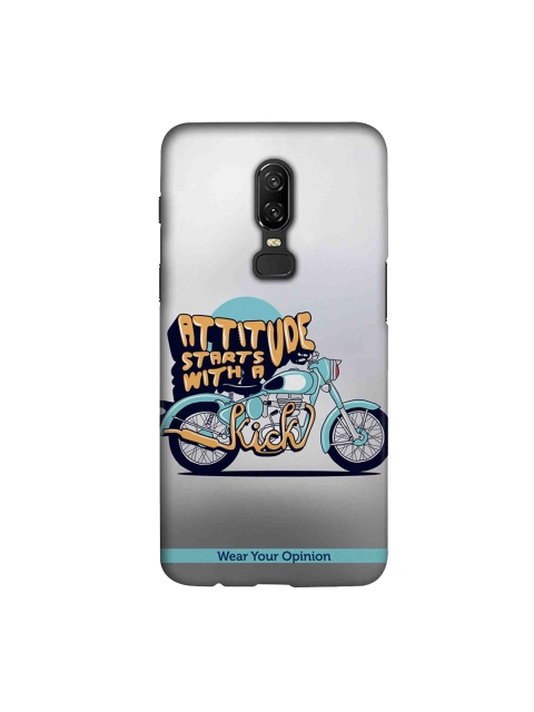 

CelfieDesign Grey & White Attitude With Kick OnePlus 6 Sustainable Back Cover
