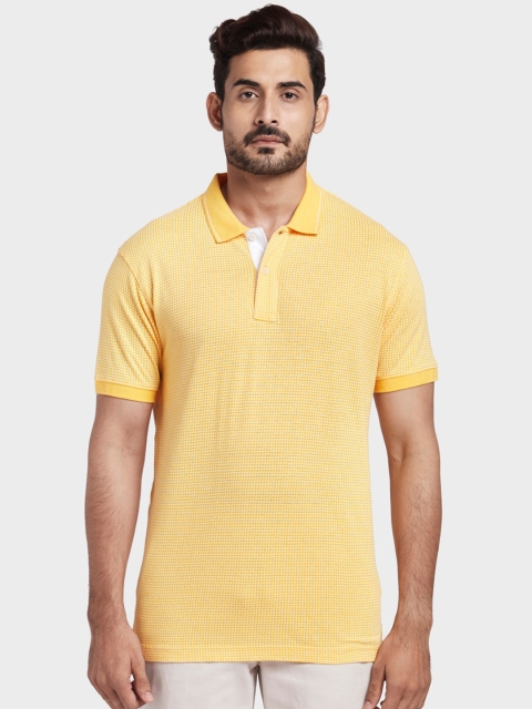 ColorPlus Men Yellow Solid Polo Collar T-shirt