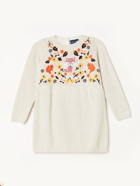 

Juniors by Lifestyle Girls Cream-Coloured Embroidered Pullover Sweater
