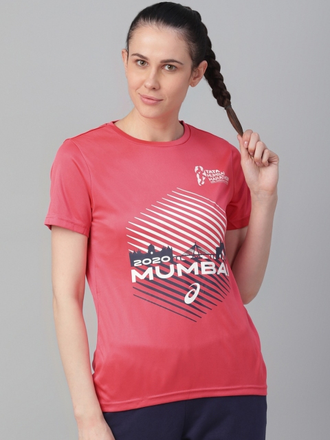 

ASICS Women Pink Printed Round Neck MUMBAI W GRAPHIC T-shirt