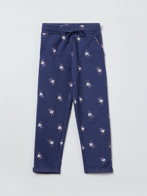 max Girls Charcoal Regular Fit Printed Regular Trousers