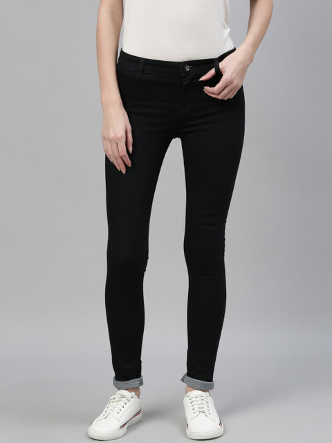 

ZHEIA Women Black Skinny Fit Mid-Rise Clean Look Jeans