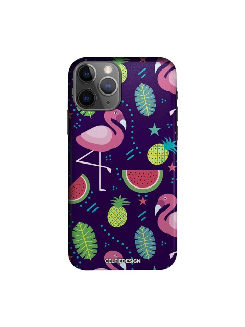 

CelfieDesign Purple & Pink Flamingo & Fruits Quirky Sustainable Apple iPhone 11 Pro Max Mobile Back Cover
