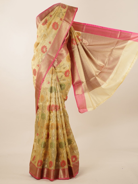 

Pothys Gold-Toned Woven Design Supernet Saree