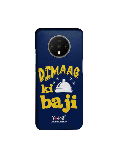 

CelfieDesign Navy Blue & Yellow Dimaag Ka Ghanti Bajne Laga Yedaz Quirky Sustainable OnePlus 7T Back Cover