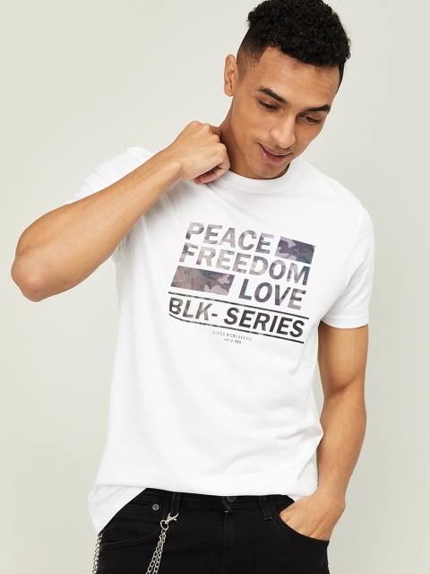 

Bossini Men White Printed Round Neck T-shirt