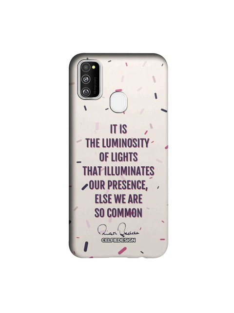 

CelfieDesign Off-White & Purple Presence AB Quotes Samsung Galaxy M30S Mobile Back Cover