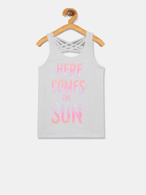 

The Childrens Place Girls White Embellished Tank Top