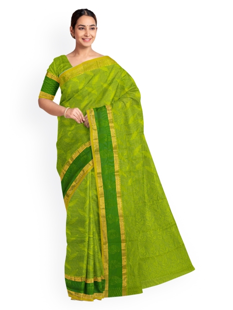 

KLM Fashion Mall Green Printed Silk Blend Saree