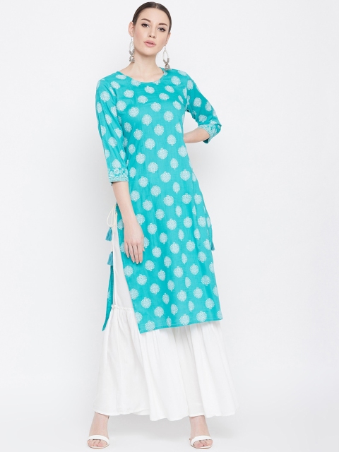 

Desi Rang Women Blue & White Printed Kurta with Palazzos