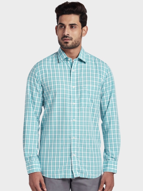 

ColorPlus Men Green Tailored Fit Checked Casual Shirt