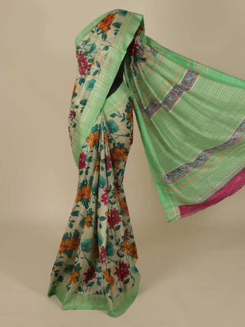 

Pothys Cream-Coloured Printed Saree