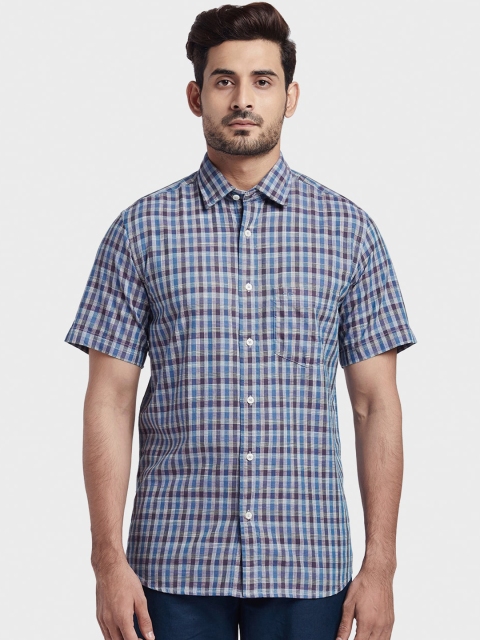 

ColorPlus Men Purple & Blue Tailored Fit Checked Casual Shirt