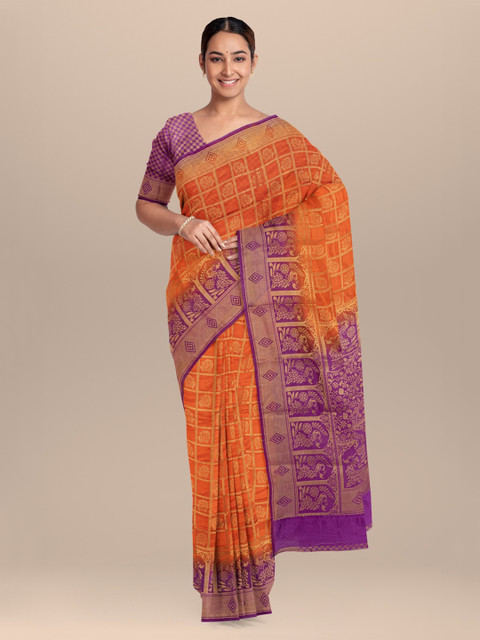 

KLM Fashion Mall Mustard & Purple Silk Blend Woven Design Saree