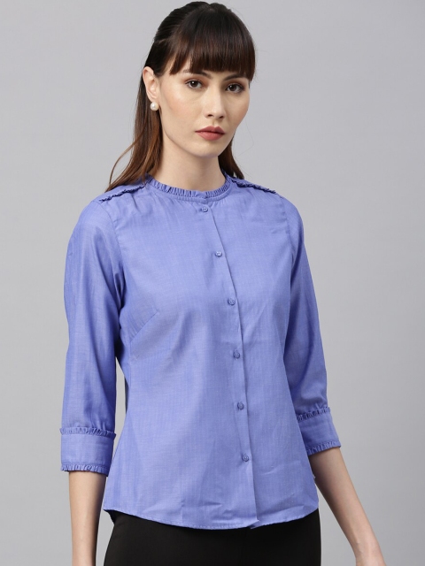 

Park Avenue Woman Blue Regular Fit Solid Casual Shirt