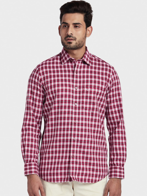 

ColorPlus Men Purple Tailored Fit Checked Casual Shirt