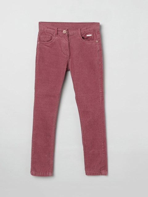 

max Girls Coral Red Regular Fit Solid Regular Trousers