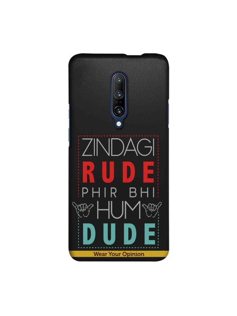 CelfieDesign Black & Red Typography Zindagi Rude OnePlus 7 Pro Back Cover