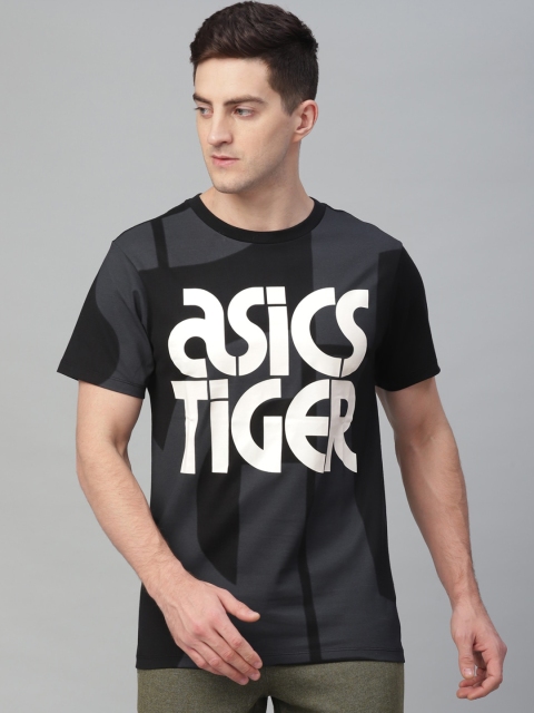 

ASICS Men Black Printed Round Neck T-shirt