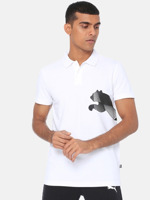 

Puma Men White Printed Polo Collar T-shirt