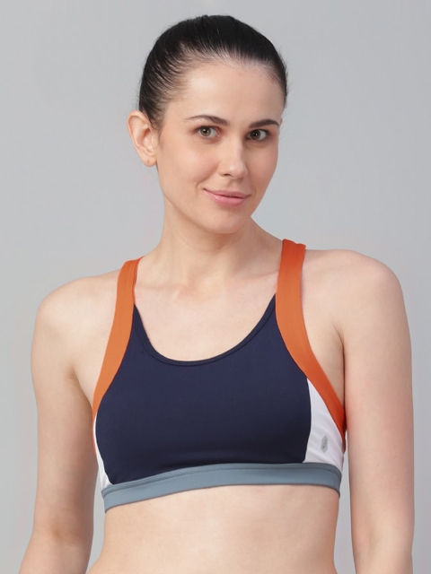 

ASICS Women Blue & Orange Non-Wired Non-Padded Seamless Workout Bra 2032A409.400