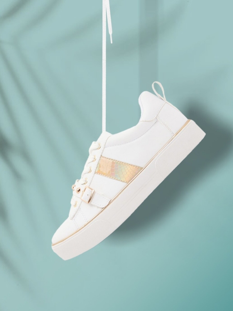 

shoexpress Women White PU Walking Shoes