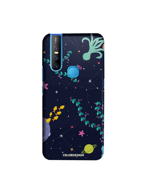 

CelfieDesign Navy Ble Green & Pink Quirky Sustainable Space Aquarium Vivo V15 Back Cover, Navy blue