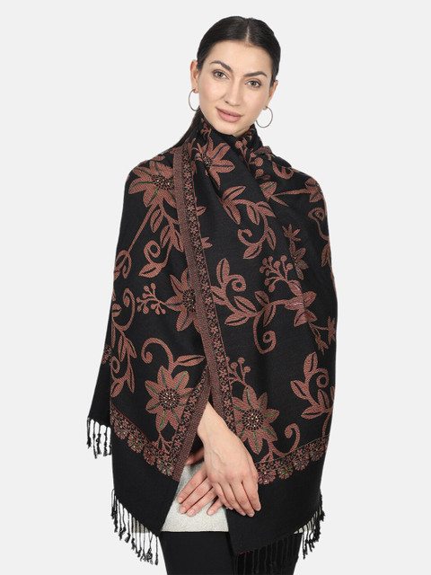 

Monte Carlo Women Black & Red Woven-Design Stole