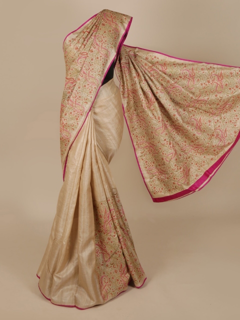 

Pothys Cream-Coloured Woven Design Jute Silk Saree