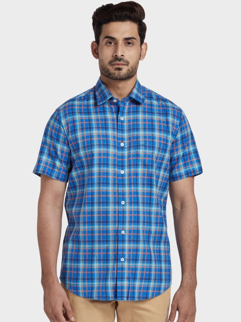 

ColorPlus Men Blue Tailored Fit Checked Casual Shirt