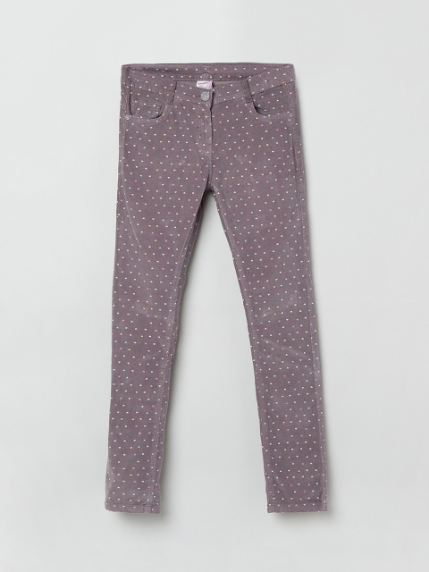

max Girls Brown Printed Corduroy Regular Trousers