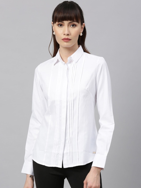 

Park Avenue Woman Women White Regular Fit Solid Casual Shirt