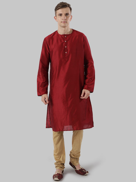 

Ethnix by Raymond Men Maroon Solid Straight Kurta