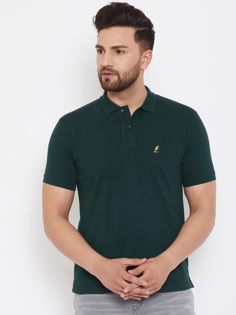 

HARBORNBAY Men Green Solid Polo Collar T-shirt