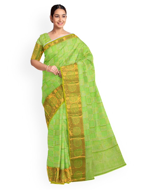 

KLM Fashion Mall Green Woven Design Silk Blend Saree
