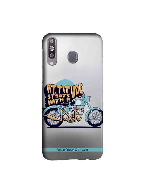 

CelfieDesign Grey & Yellow Attitude With Kick Samsung Galaxy M30 Back Case
