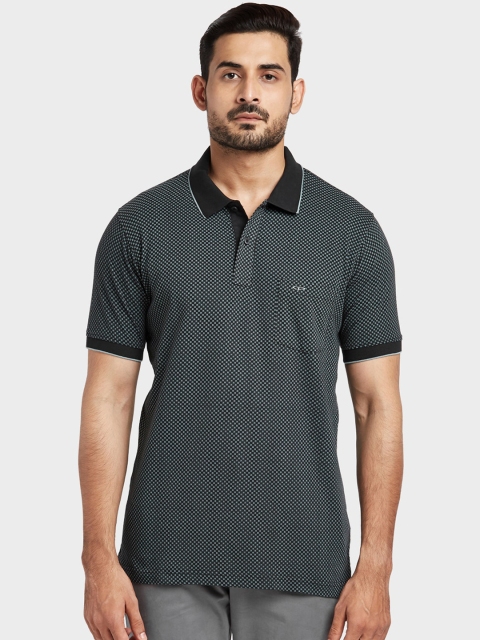 

ColorPlus Men Black Solid Polo Collar T-shirt